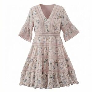 Sepia Dress Womens Small (measured) Floral Lined Feminine Whimsy Cottagecore NEW